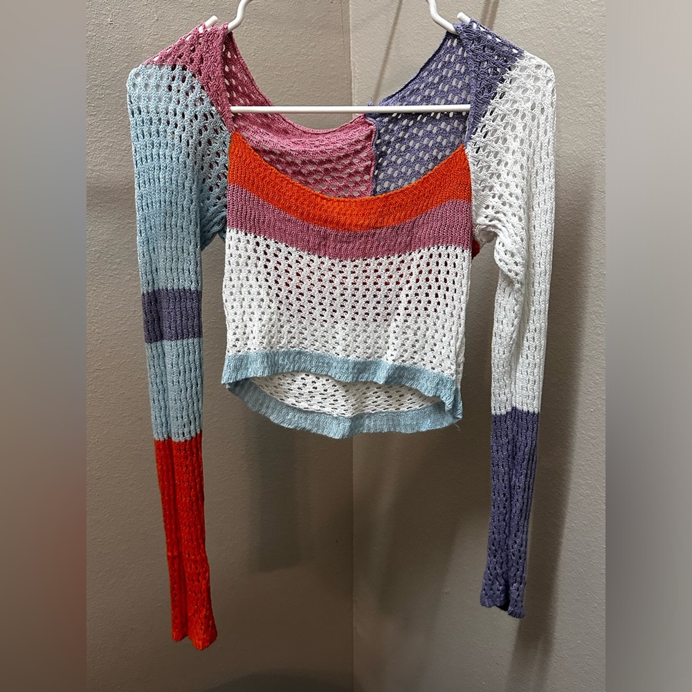 SHEIN Color Block Knit Crop Top